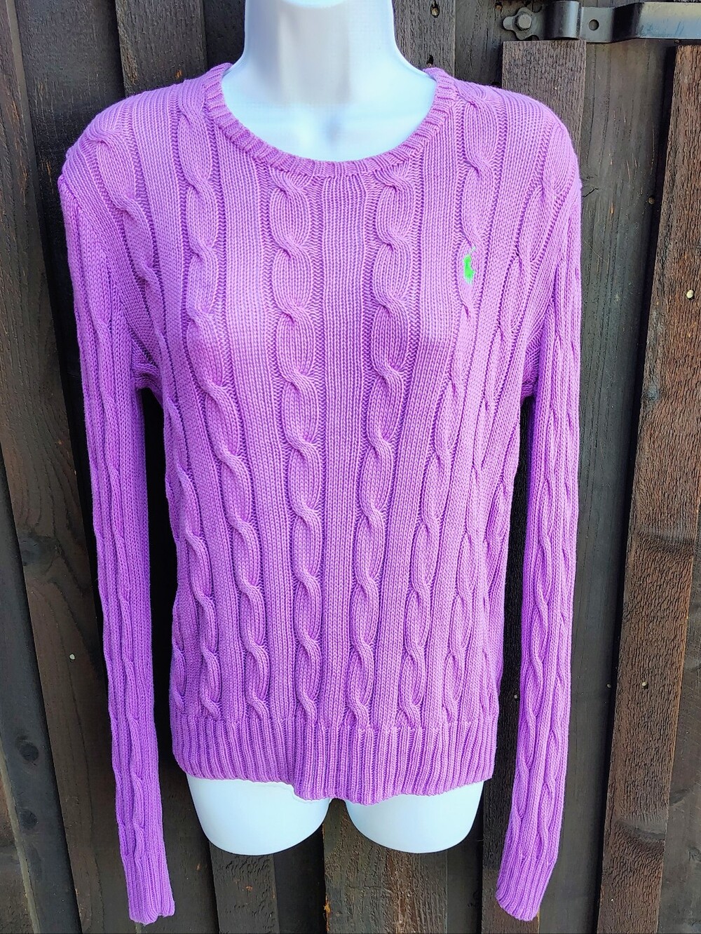 Rare Lilac Ralph Lauren Cable-Knit Crewneck Sweater